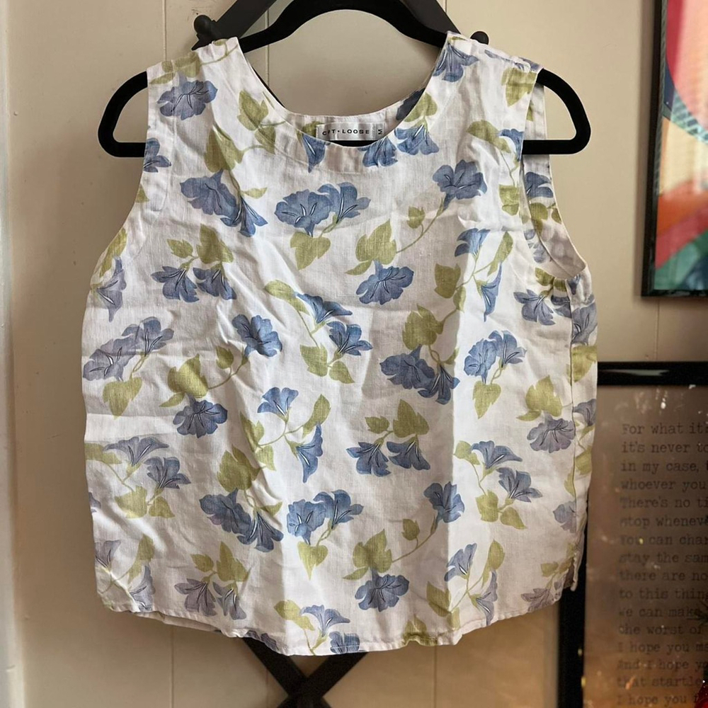 White floral Cut Loose tank top #floral #y2k #preppy - Picture 2 of 5